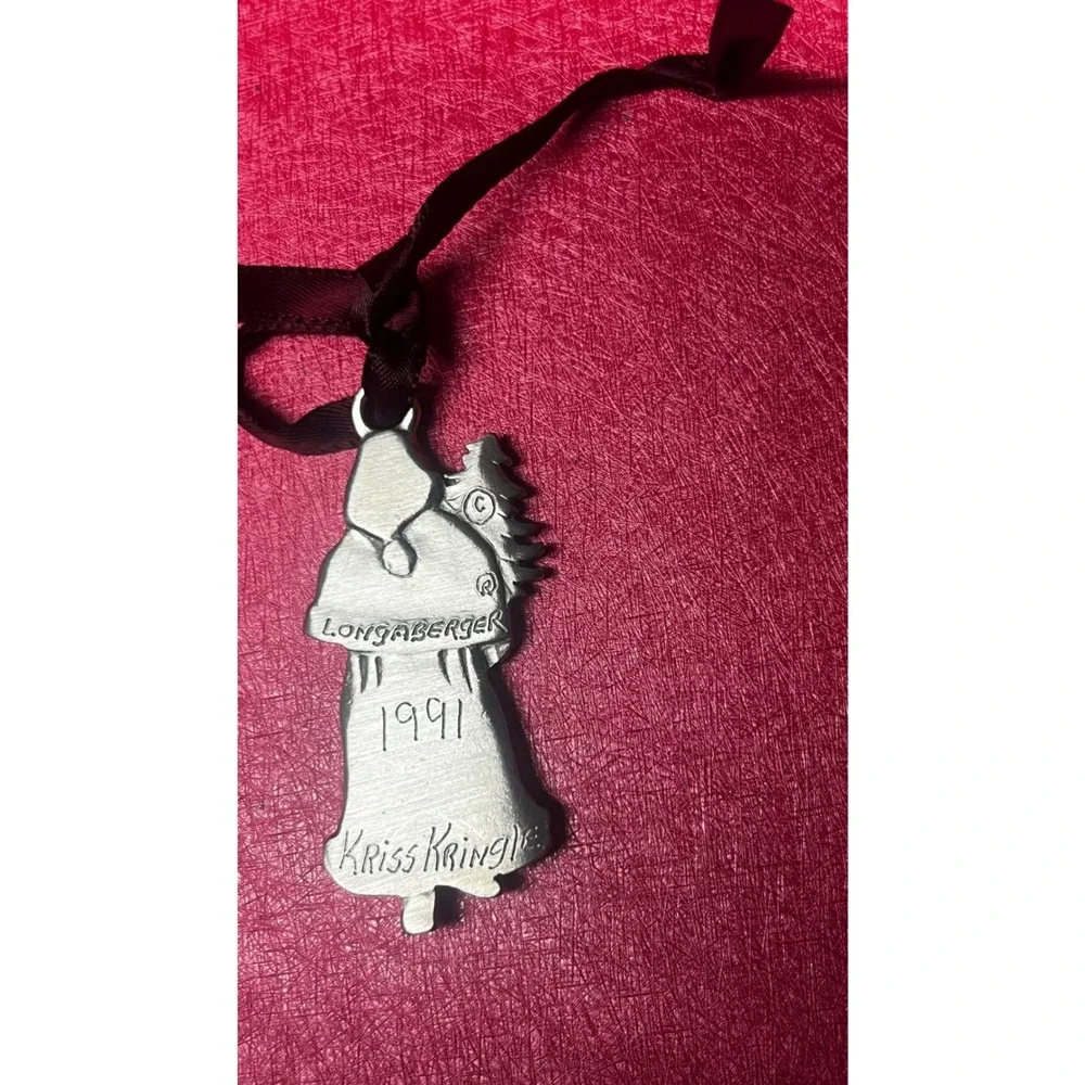 Longaberger Kriss‎ Kringle 1991 Vintage Christmas Ornament Metal Santa Claus